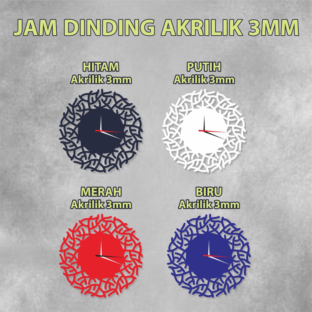 Jam Dinding Akrilik Modern Simple Minimalis Motif Hitam