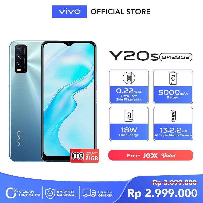 vivo Y20s 8GB/128GB - 6.51" ,Ultra Fast Side Fingerprint
