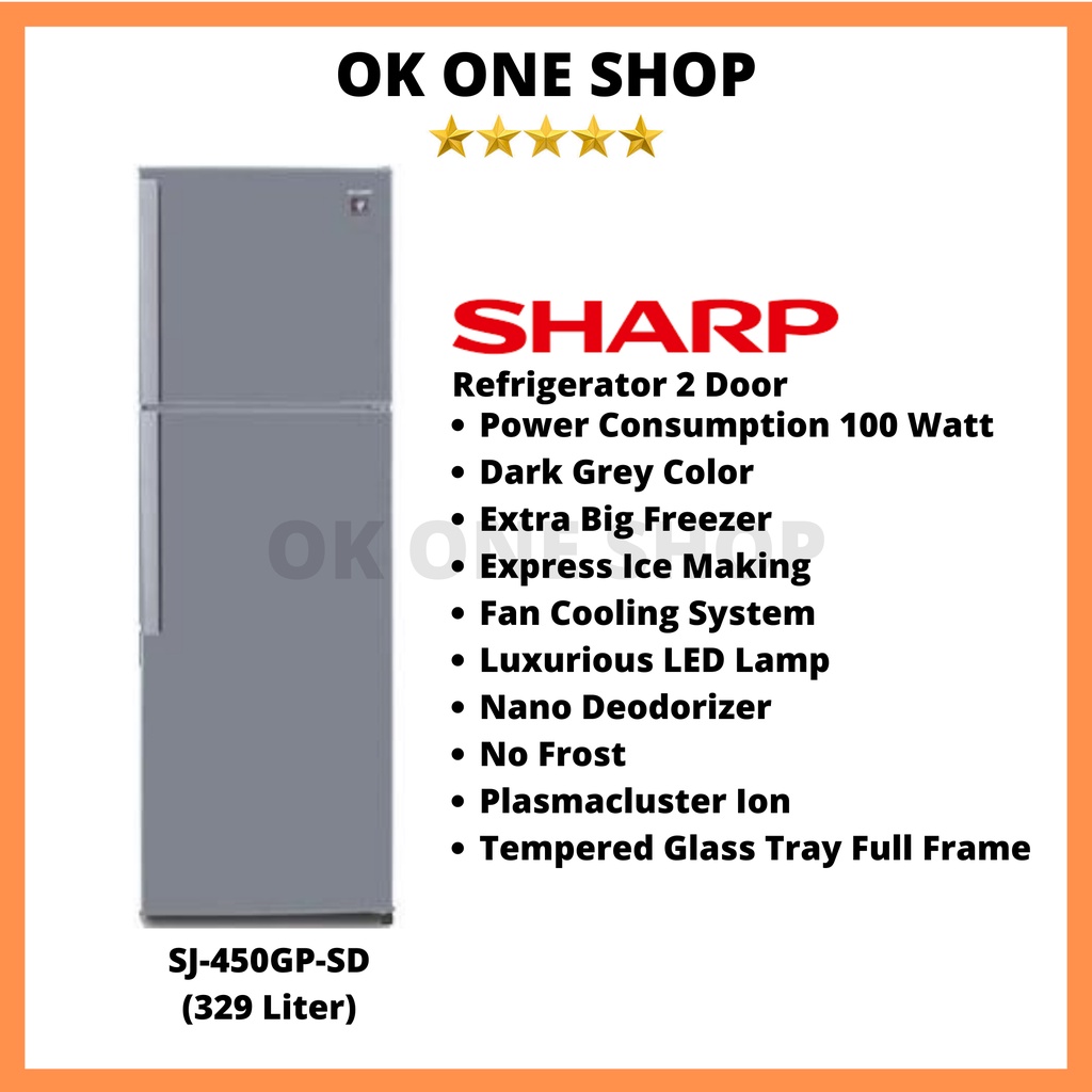 SHARP Kulkas 2 Pintu SJ-450GP-SD / SJ 450GP SD (329 Liter)