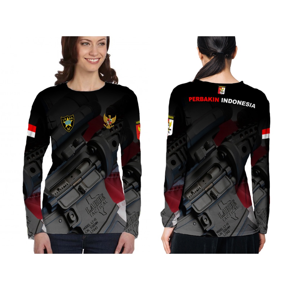 [TiniShop] Long Sleeve Wanita PERBAKIN FullPrint / Kaos PERBAKIN 3D Wanita