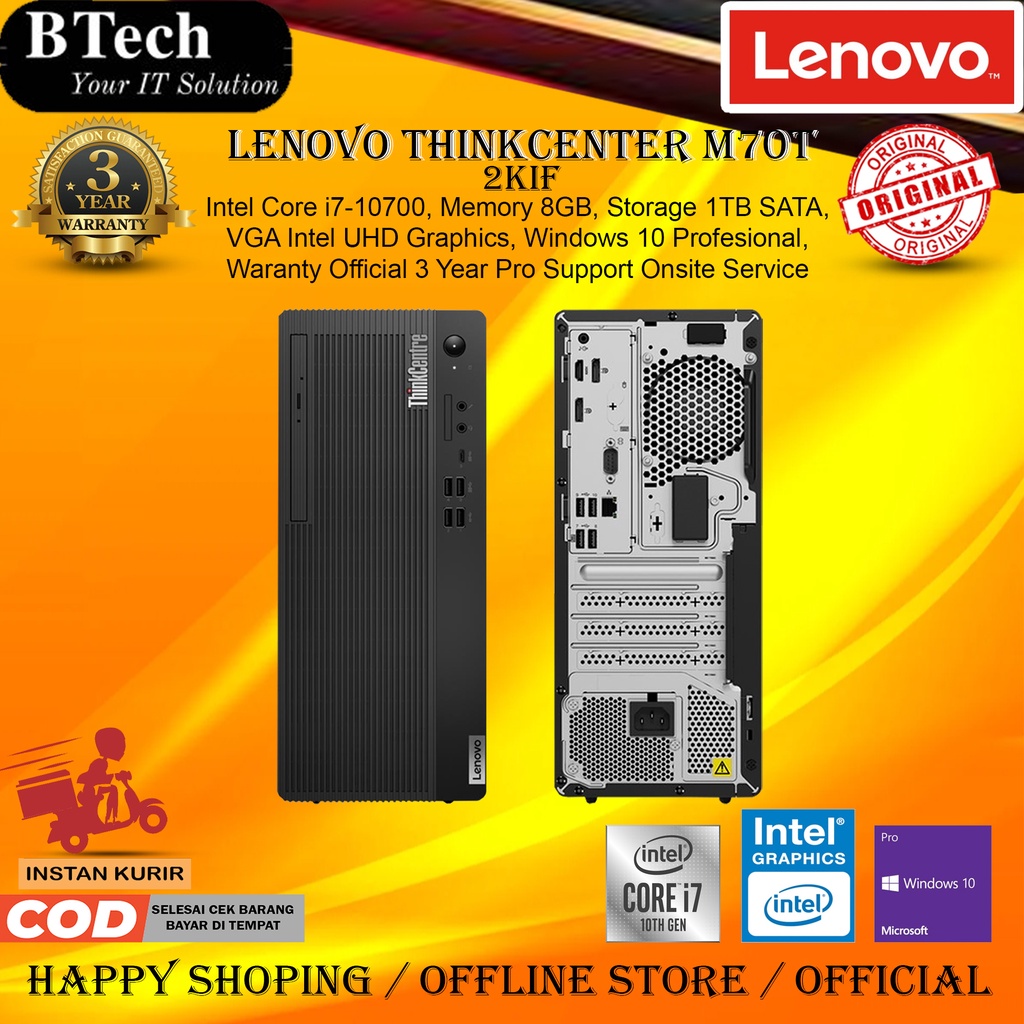 Lenovo Thinkcenter M70T 2KIF Core i7-10700 8GB 1TB SATA W10P 3YR