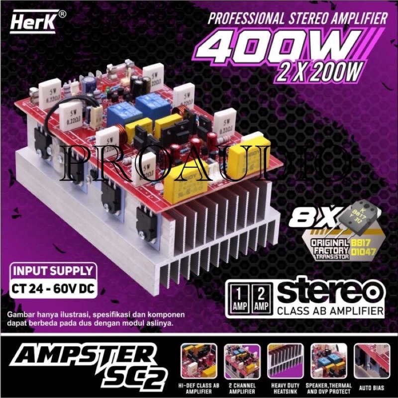 KIT POWER AMPLIFIER AMPSTER SC2 400W STEREO HERK