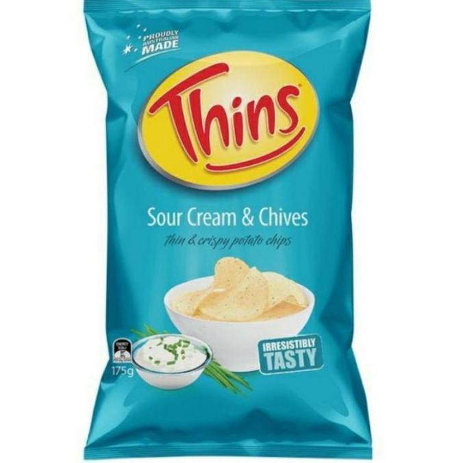 

Thins Sour Cream And Chieves Thins Potato Chips Snacks 175Gr Keripik