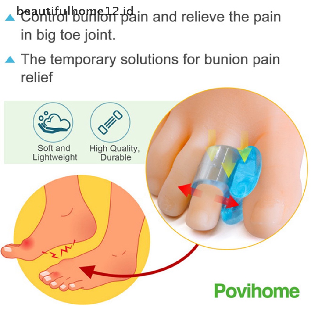 【beautifulhome12.id】 2pcs Silicone Gel Toe Spacer Separator Straightener Spreader Bunion Pain Relief .