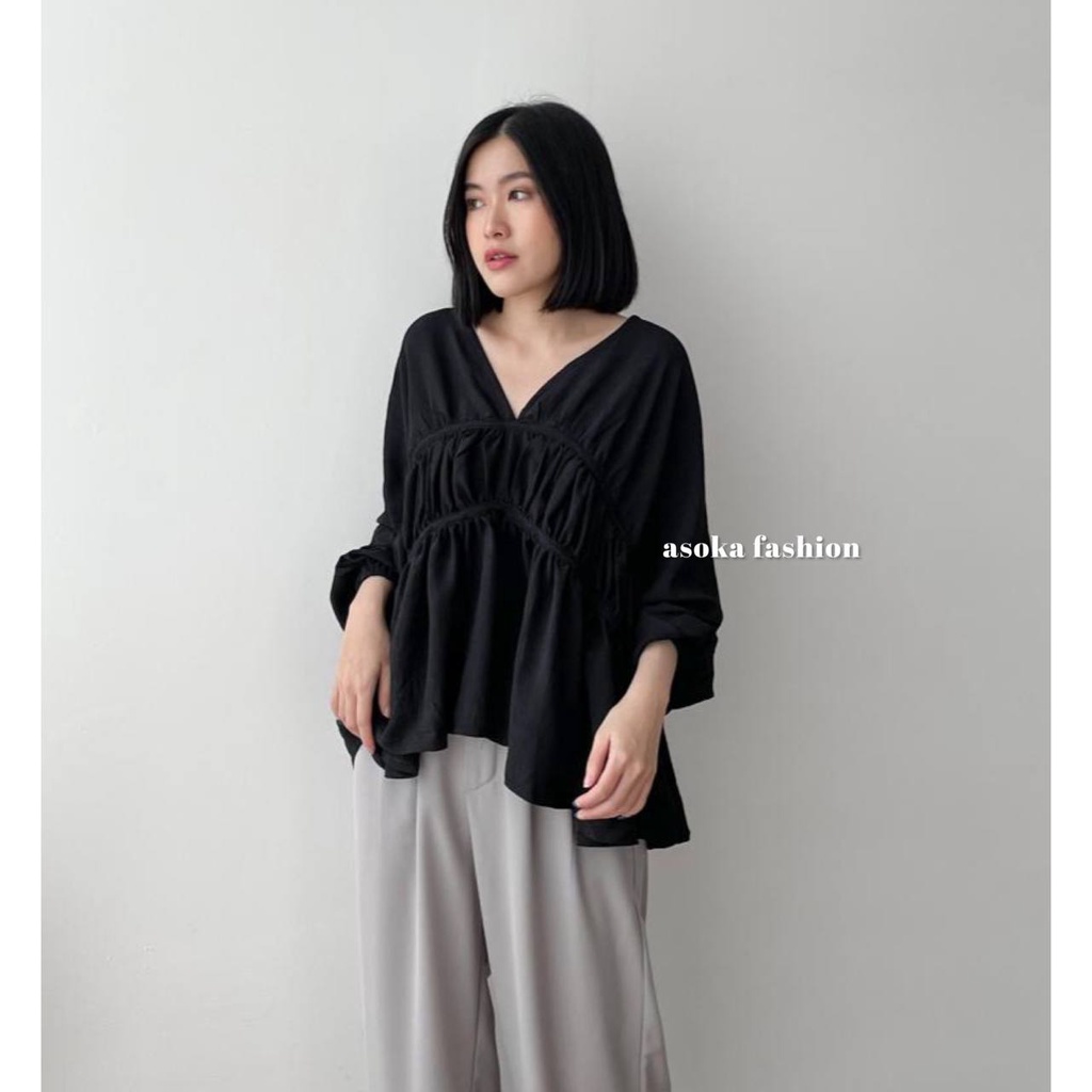 ASOKA  Anna Top 2126 - Blouse Wanita - Blouse Crinkle - Bumil Friendly
