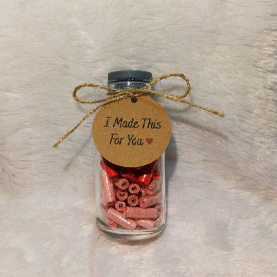 Wish in bottle Botol kaca 100ml Surat dalam kapsul 60 wish kado unik Hang Tag Happy Birthday Love-4