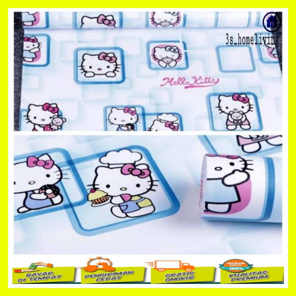 (COD) Wallpaper Dinding Hello Kitty Biru / Wallpaper HK / Wallpaper Karakter 900