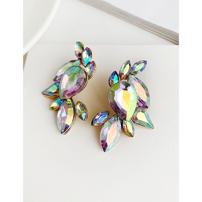 LRC Anting Tusuk Fashion Ab Color Alloy Studded Geometric Earrings F81883
