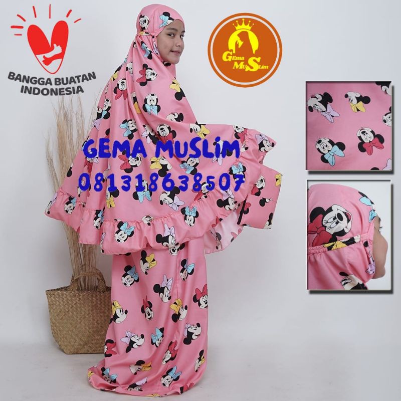 Mukena Anak Tanggung Aqhila Warna Dan Motif Random