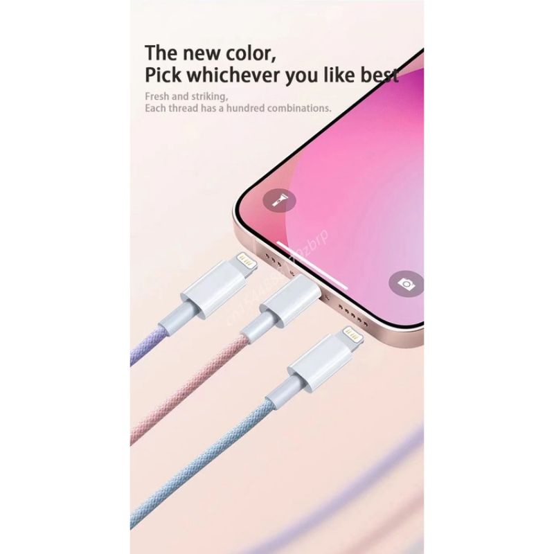 KABEL DATA MACARON TYPE TO LIGHTNING FASH CHARGING WARNA WARNI