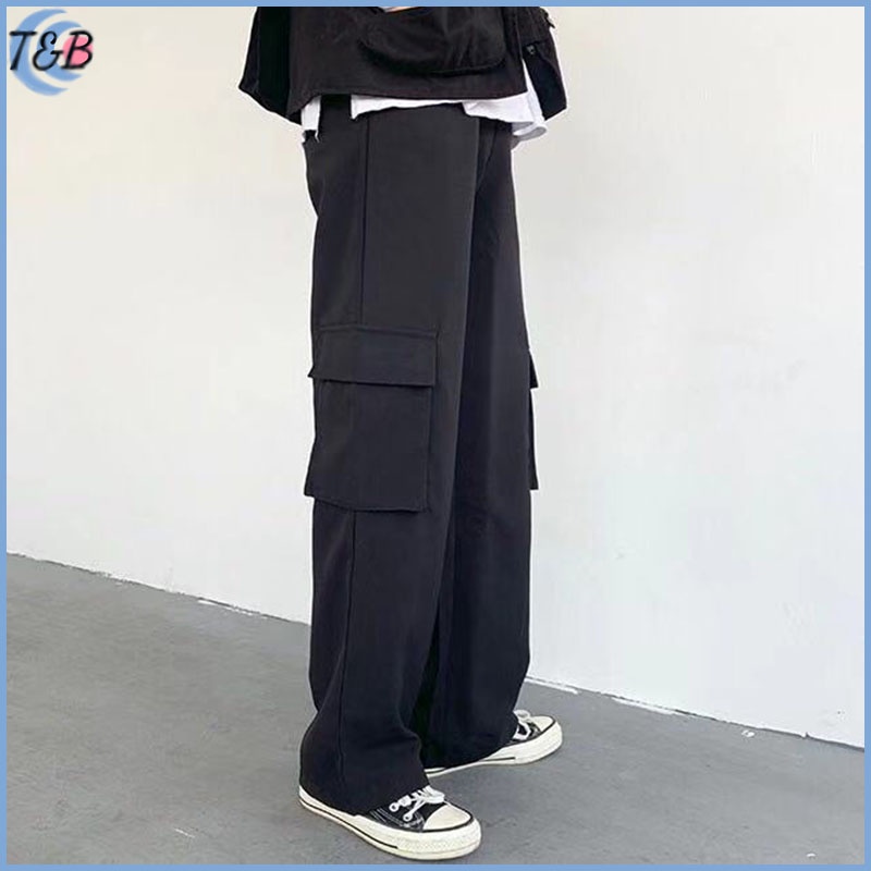 celana cargo straight loose outfit cowok keren celana cargo panjang jogger korean style celana gombrong cowok hitam kulot oversize