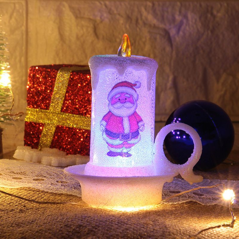 Lilin Elektrik LED Putih Gliter Gambar Santa Lilin Warna Warni Lampu Electric Soevenir Natal