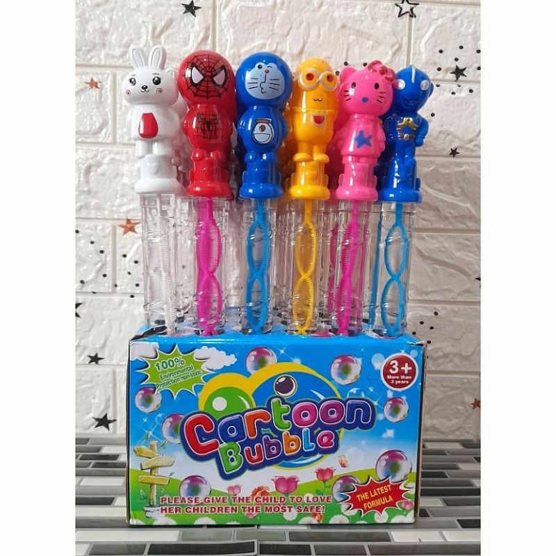 Mainan anak bubble gelembung sabun spiderman minion ultraman hello kitty doraemon kelinci