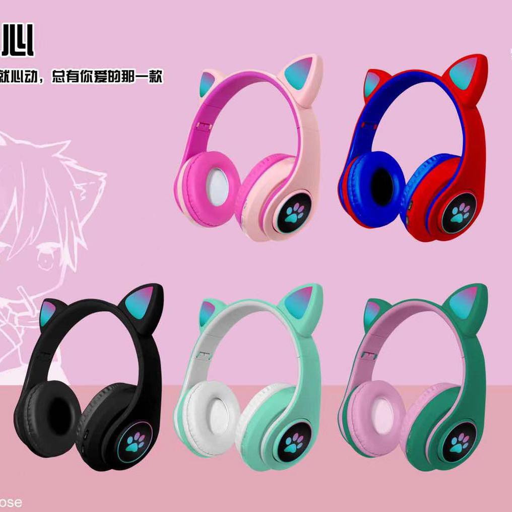 dc88 - Wireless Bando Cat BK-58M / Headset Bluetooth Bando Ear Cat LED BK-58M / BK 58M