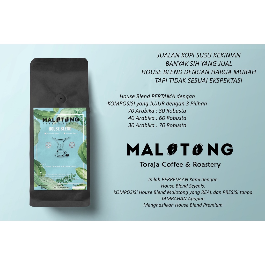 

Malotong Kopi House Blend Toraja Maballo 1 KG Kopi Bubuk / Kopi Biji Toraja Coffee