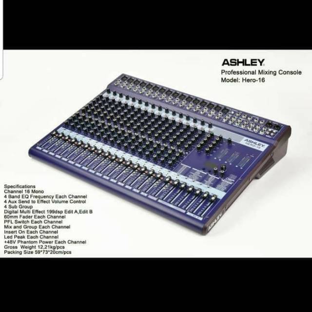 MIXER ASHLEY HERO 16 HERO16 16 CHANNEL ORIGINAL