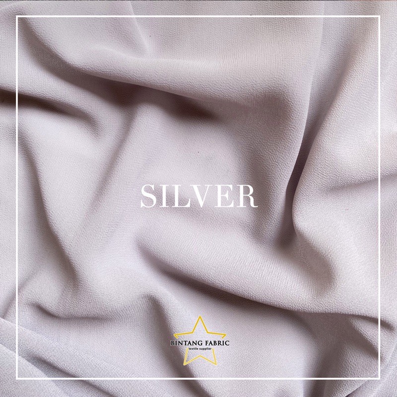 Bahan Kain Ceruti Ceruty Baby doll Premium 1/2 meter-Silver