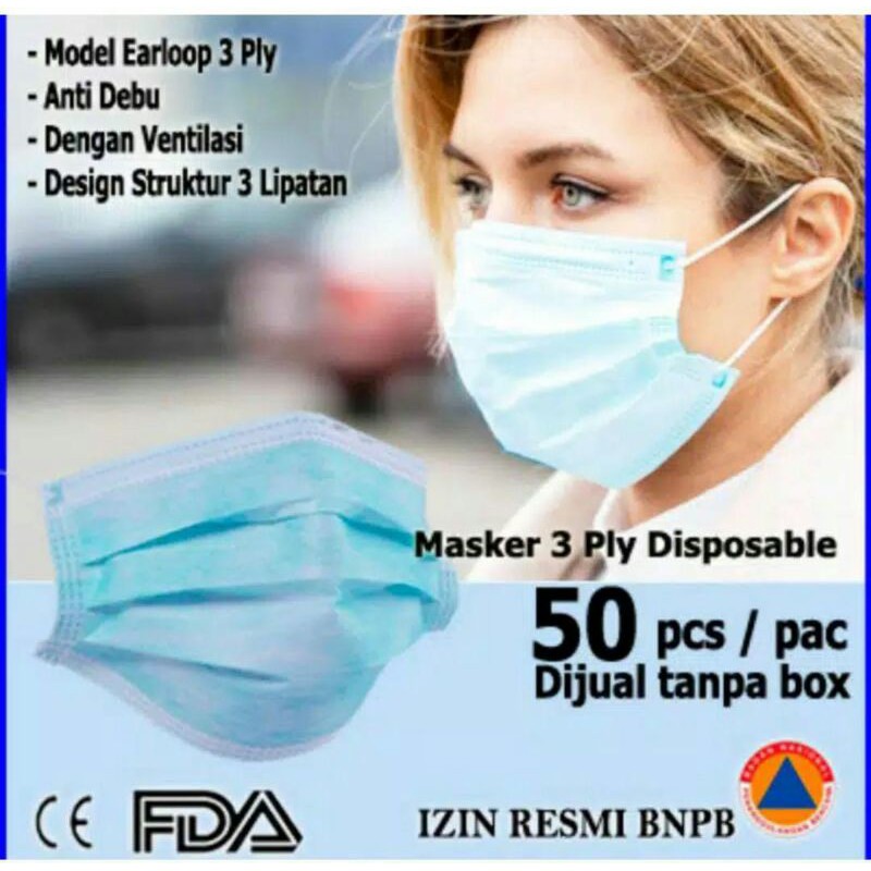 Masker 3ply Bedah Medis Surgical Mask NO BOX-Masker Bedah Medis