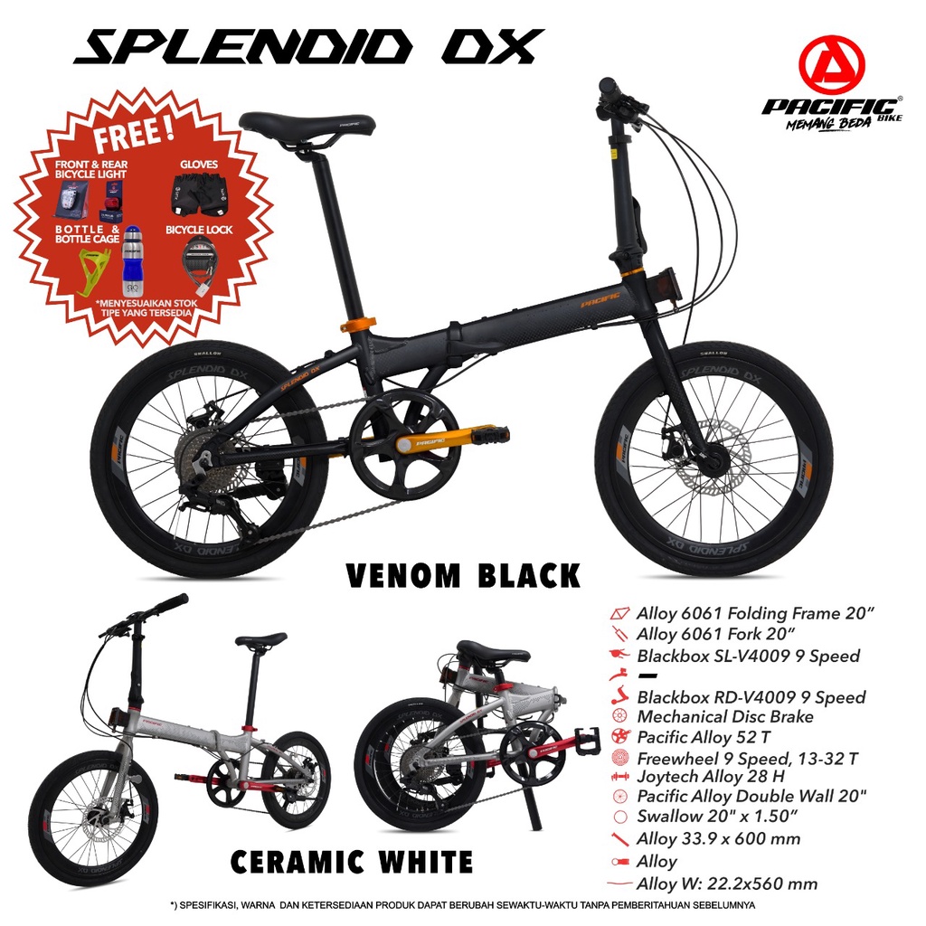 &quot;PROMO&quot; Sepeda Lipat Pacific Splendid DX 20&quot; inch Murah Alloy Pacific Splendid DX 2x9 speed Original Dewasa Remaja