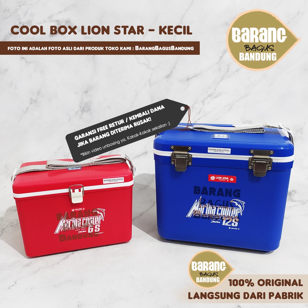 (Ukuran Sedang) Cooler / Cool Box / Pendingin Es Batu 16 L / 22 L - Lion Star Marina 18S / 24S Tali