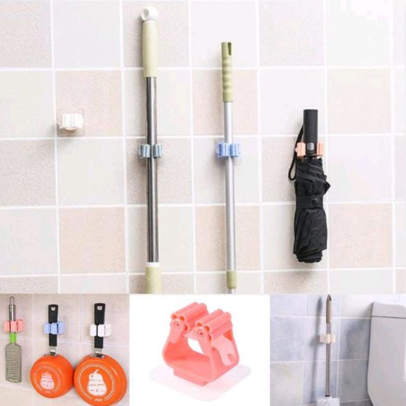 Rak hook holder Sapu tempat gantungan pel sapu mop holder pengait sapu Rak pel