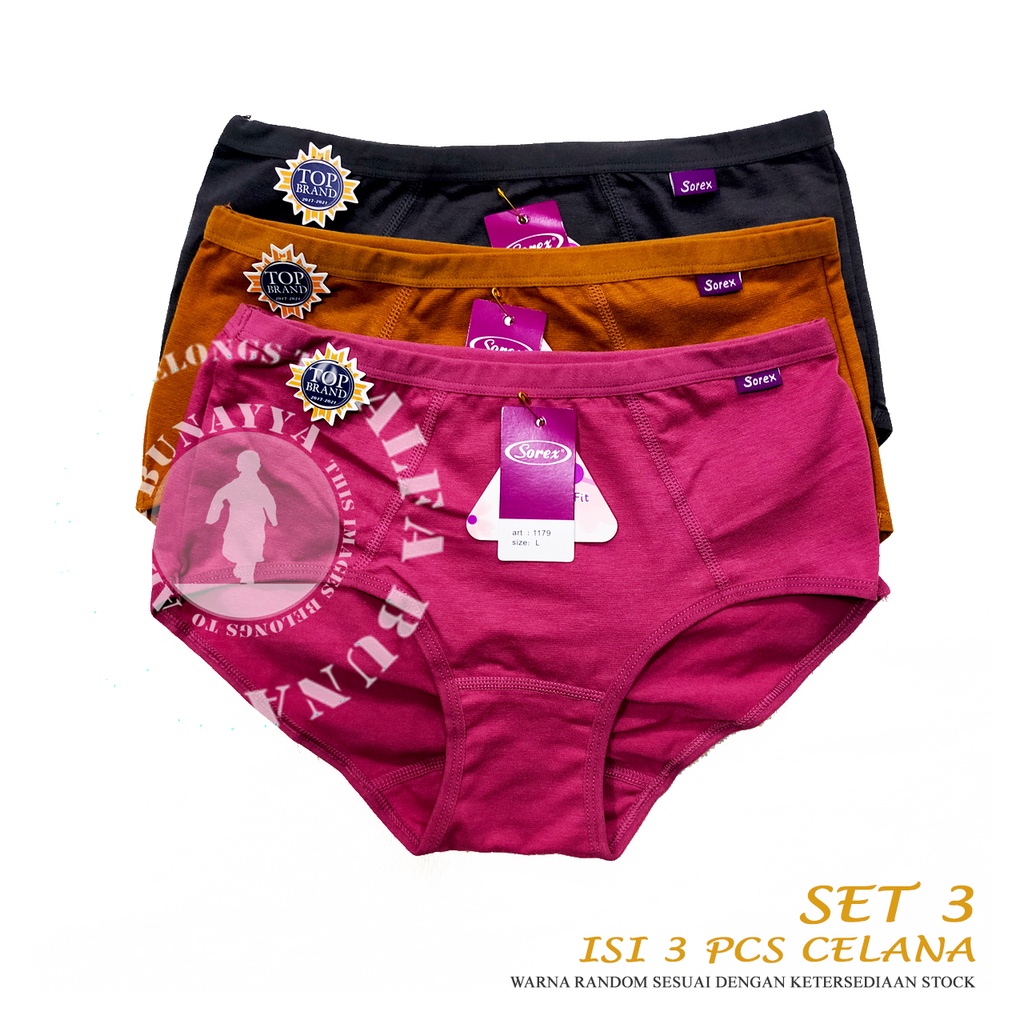 3 Pcs Celana Dalam Wanita SOREX 1179 - CD Underwear - Comfort Fit - Pakaian Dalam Wanita Katun Cotton