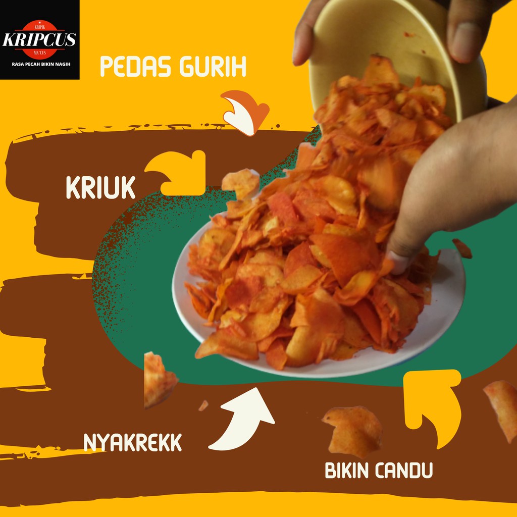 

Keripik Singkong Snack Makanan Cemilan Gurih Kripik Balado Cabe Ijo Keju Pedas Kari Pedas Lada Hitam