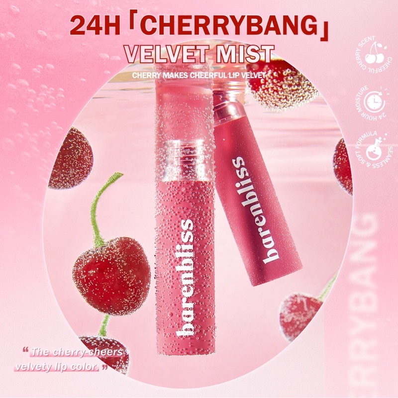 Barenbliss Cherry Make Cheerfull Lip Velvet BNB BPOM