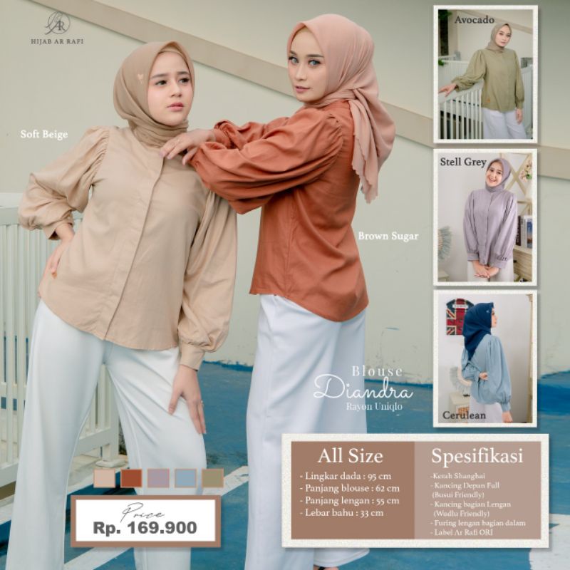 DIANDRA BLOUSE BY HIJAB ARRAFI || BLOUSE RAYON UNIQLO BLOUSE TERBARU TERNYAMAN BLOUSE WANITA FULL KA