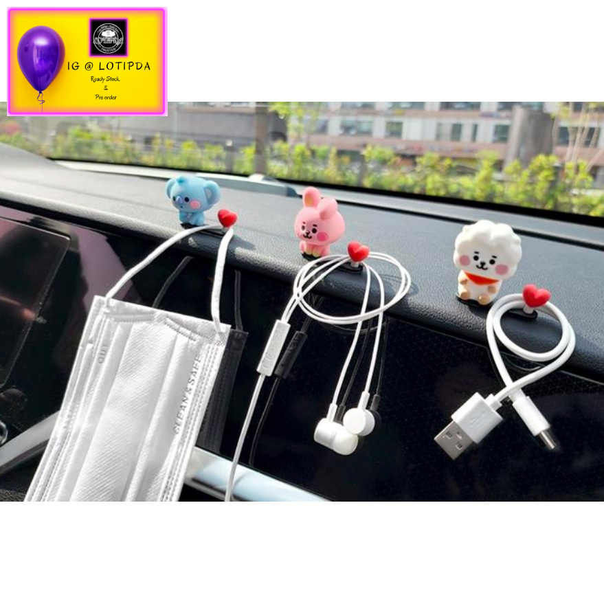 BT21 VEHICLE FIGURE MASK HOLDER GANTUNGAN MASKER BT21 OFFICIAL