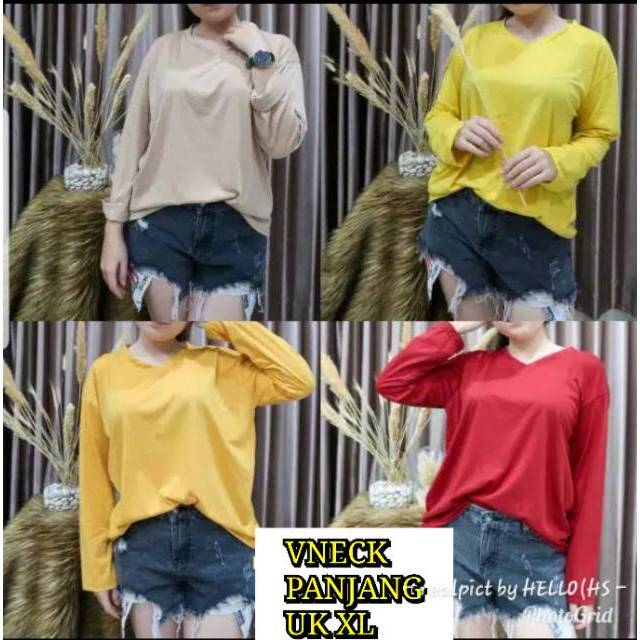 VNECK PANJANG UKURAN XL/VNECK PANJANG/BAHAN SPANDEK SOFT BAGUS