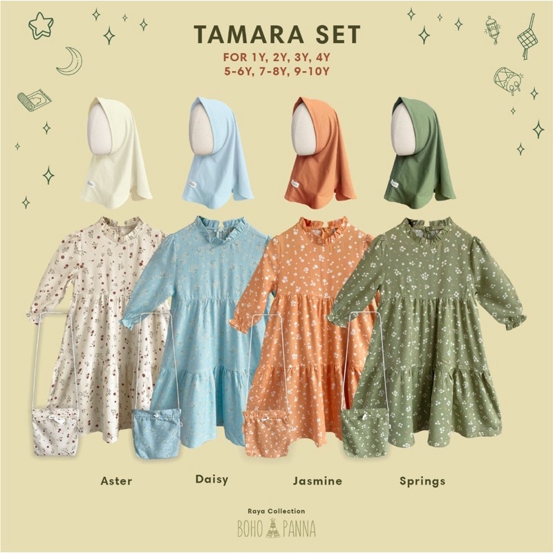 TAMARA SET - Bohopanna Bohobaby - Baju Muslim Anak Perempuan - Baju Gamis Anak - Dress Anak 1 - 4 Tahun - Baju Hari Raya Anak - Baju Ramadhan Anak Perempuan