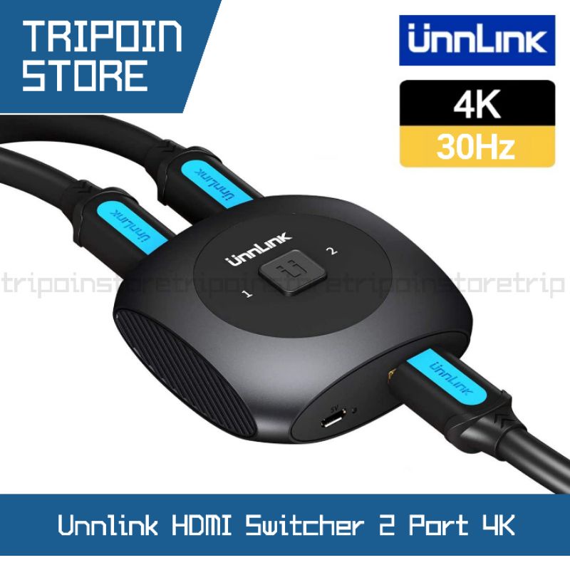 Unnlink HDMI Switch 4K 60Hz / 30 Hz - HDMI Switcher with Power Supply