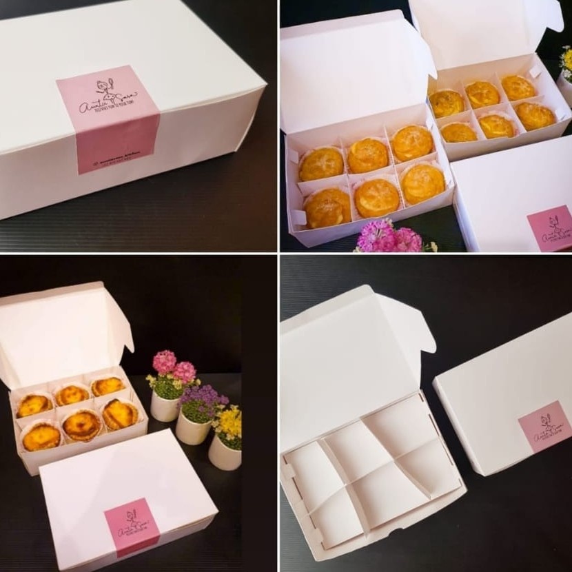 

12pcs Box Kotak Kue Eggtart Kardus Kemasan Mini Cake Hampers Packaging Sekat 12 Ukuran 22 x 15 x 8 cm