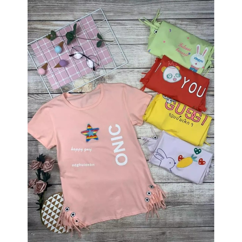 Kaos Anak Perempuan Usia 1 tahun - 9 tahun / Baju Anak Perempuan Lengan Pendek / 100% cotton import