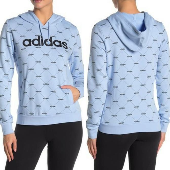 ADIDAS LINEAR GRAPHIC HOODIE ORIGINAL BIRU