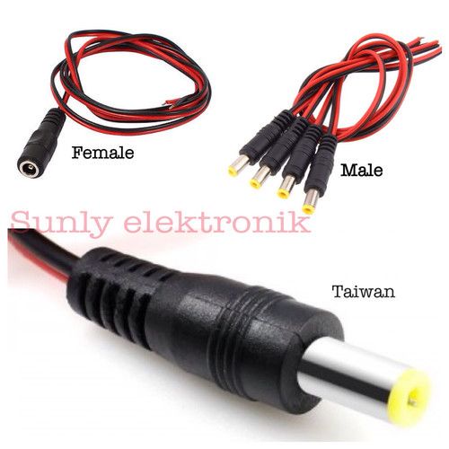 Konektor cctv dc male Female Kabel kuning Jack DC Cumi Adaptor male