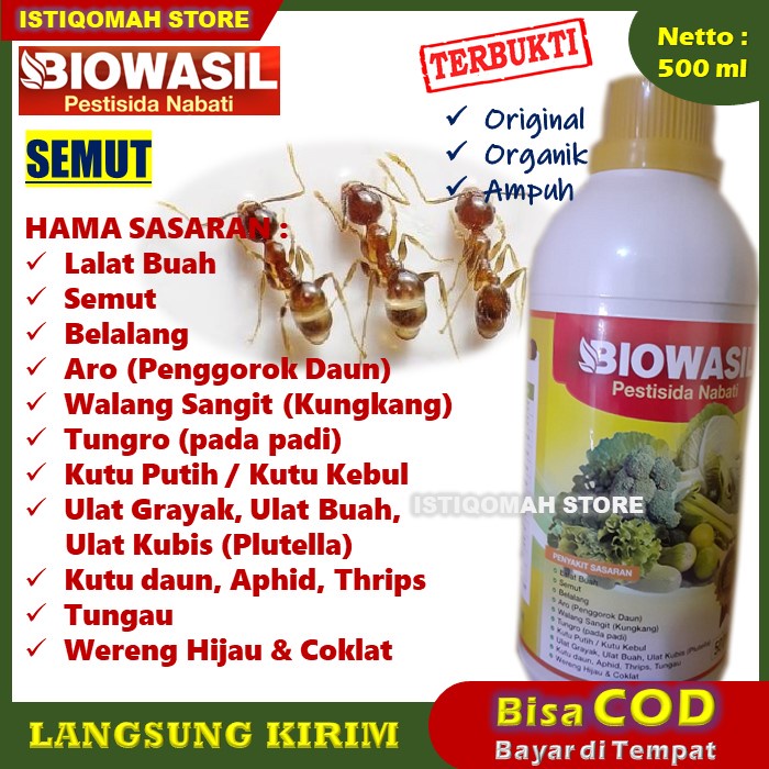 PROMO BIOWASIL 500ml Pestisida Nabati Obat Hama Semut Semua Jenis Tanaman, Sayuran, Buah-buahan, Palawija, Tanaman Hortikultura, Tanaman Perkebunan, Tanaman Hias / Bunga, dll Ampuh Laris MURAH Bisa COD Bayar di Tempat