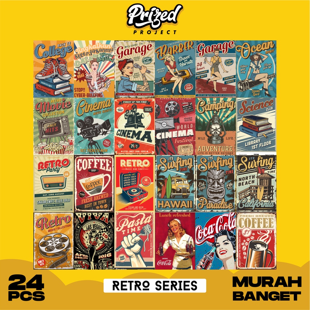 Poster Dinding Aesthetic | Poster Aesthetic | Poster Murah | Isi 24 Piece-RETRO VINTAGE