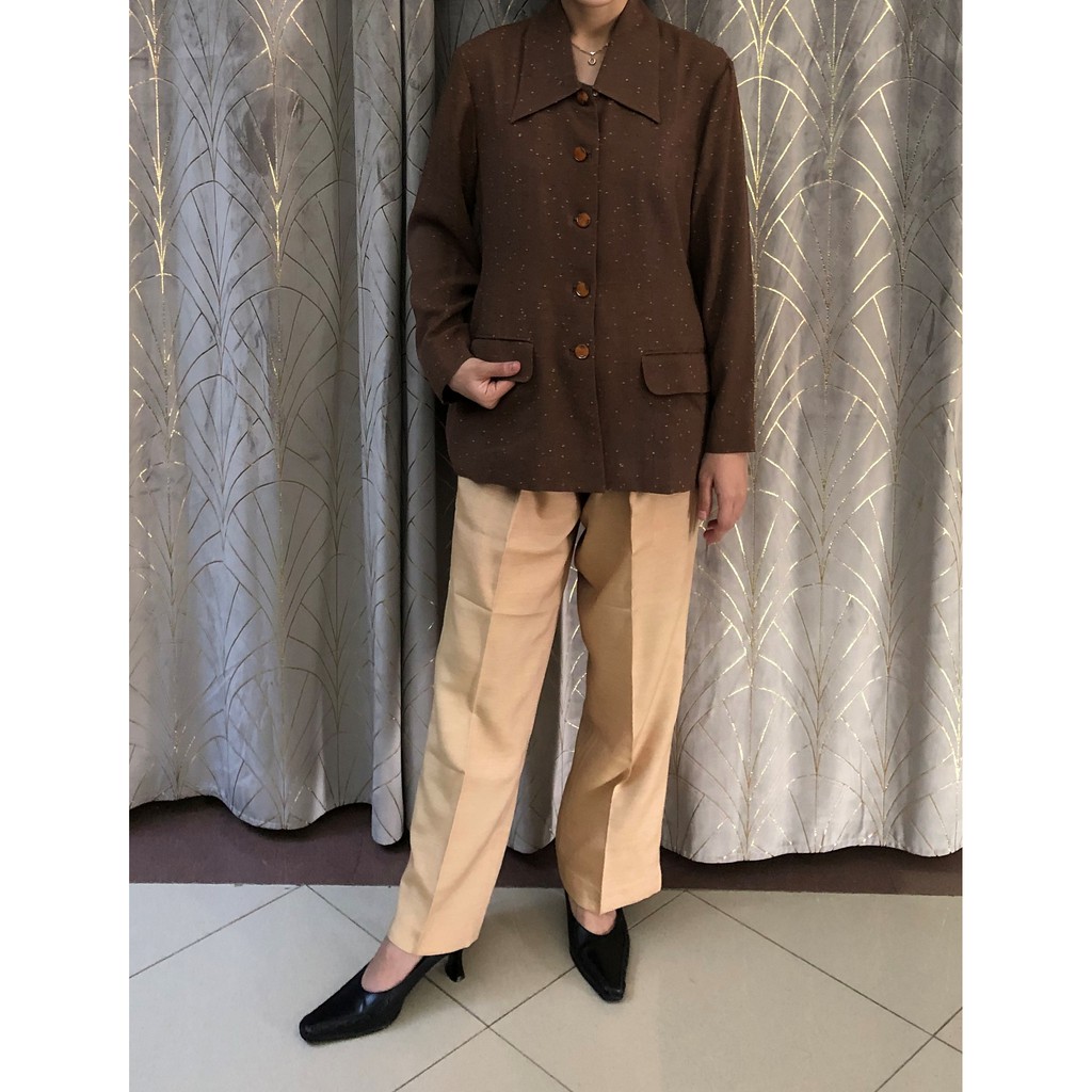 Preloved Celana Kantor Wanita/Celana Bahan Murah/Celana Bahan Kuning Mustard/Celana Bahan Lembut