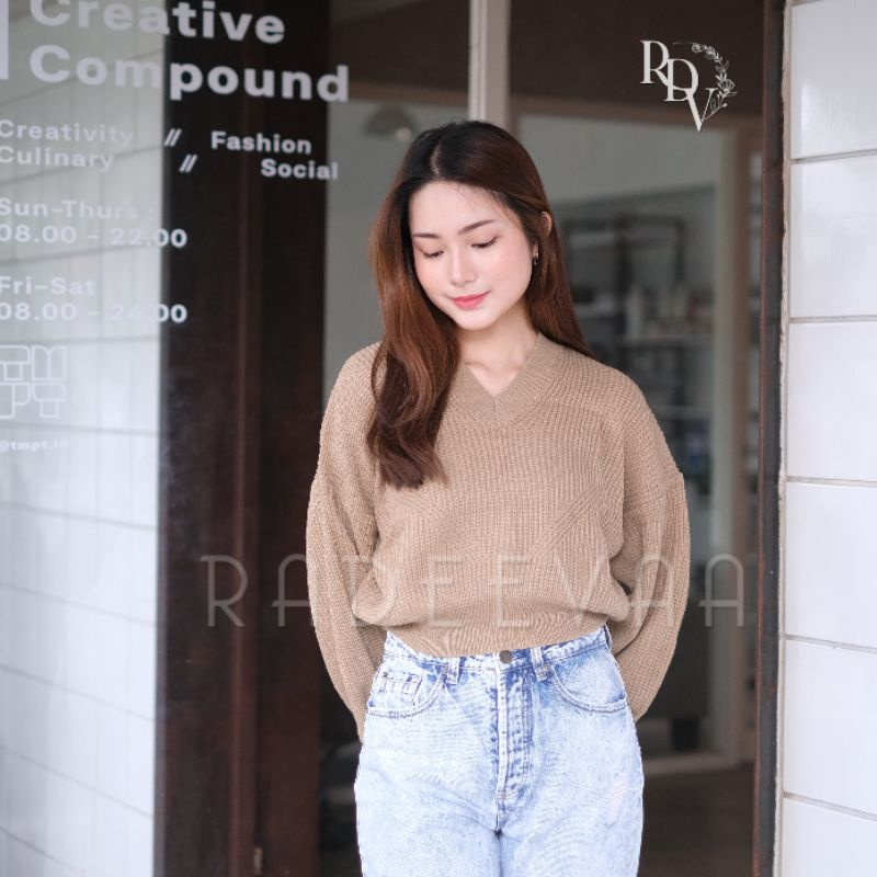 SWEATER RAJUT ATHEA CROP KNIT OVERSIZE