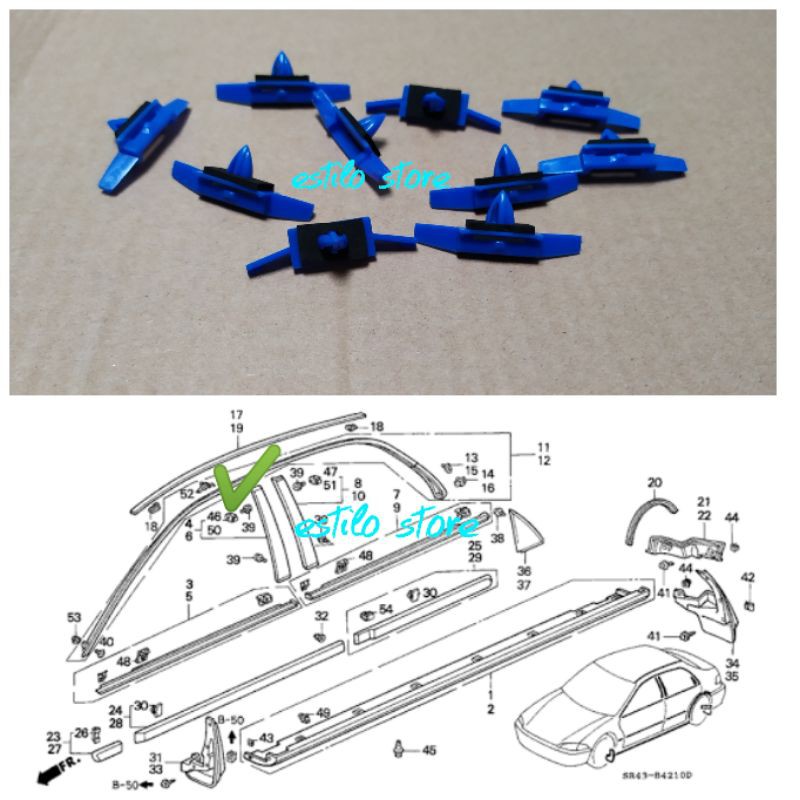 Jual Klip Lis trim pintu drip molding Honda Civic Genio Ferio SR4 SO4