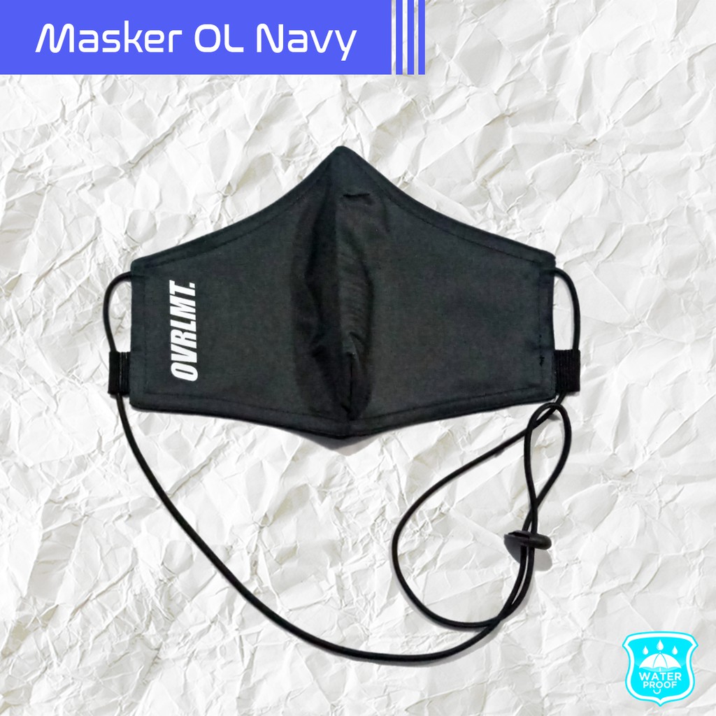 Overlimit Masker Waterproof Anti Air Navy / Masker Kain Cowok / Masker Premium Dewasa Pria Wanita