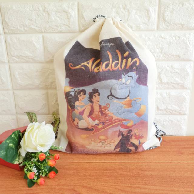 Tas Ransel Blacu Aladdin / Tas Ransel Anak 30x40 / Tas Anak Murah / Tas Kain Aladdin