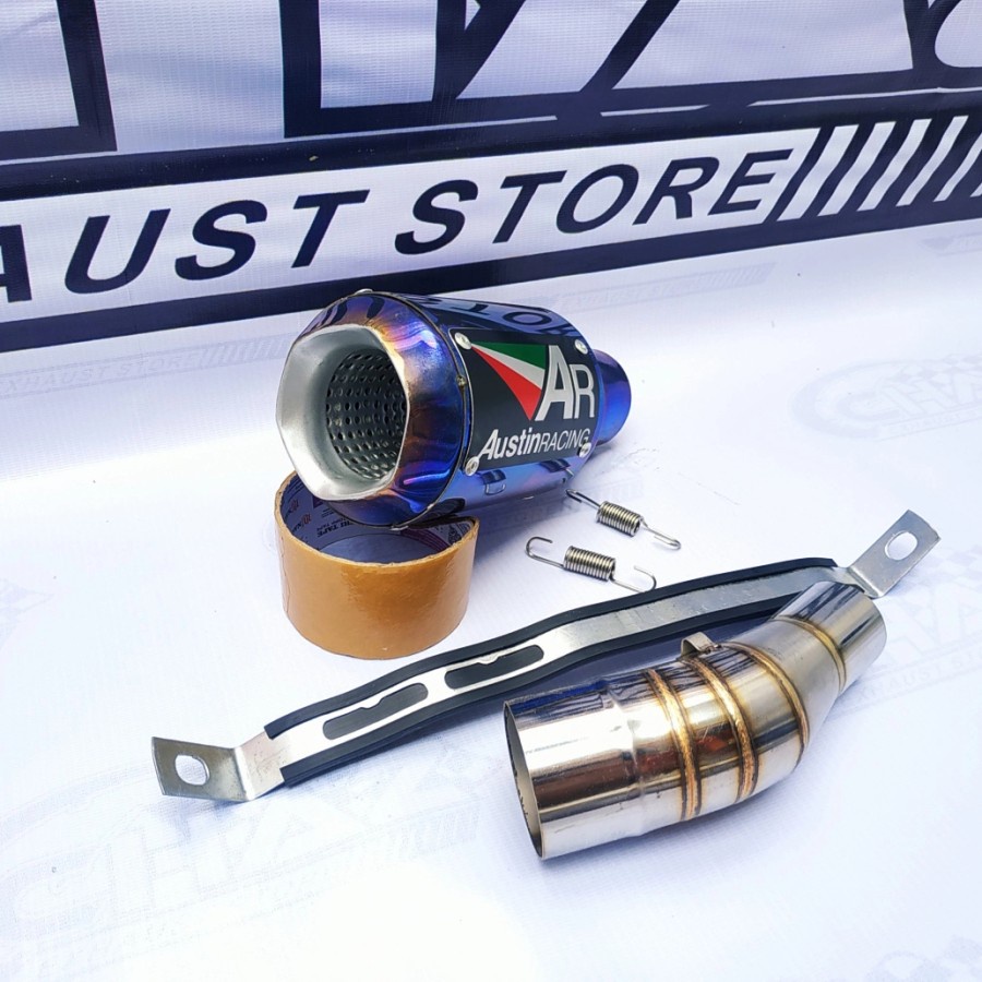 Silincer Knalpot Austin Racing Blue Slip On Ninja 250 - Ninja 250FI