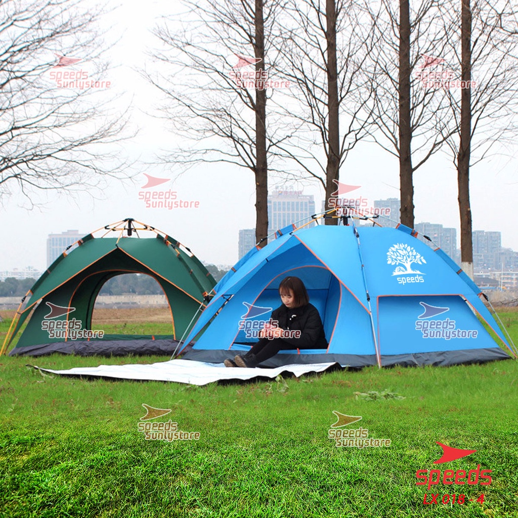 SPEEDS Tenda Camping Tenda Kemah Speeds 3-4 Orang Lipat Portable Tenda Otomatis Tas 018-4