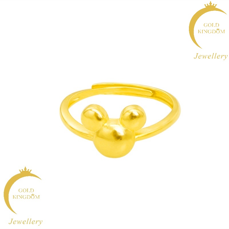 Cincin Desain Mickey Mouse Bahan Emas Emas Asli Kadar 375Gaya Korea