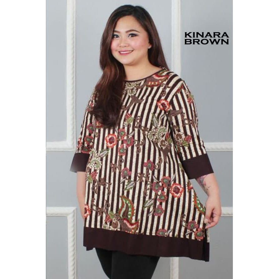 discon Kinara Tunik Jumbo Batik Baju Atasan Wanita Bigsize Batik Big Size kuliah,kerja,kantor,pesta