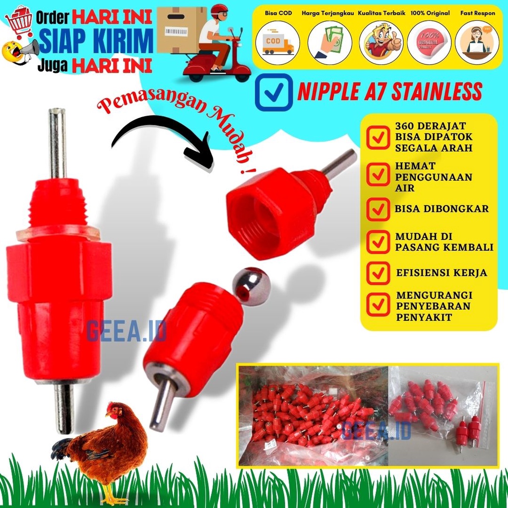 NIPEL A7 NIPPLE AYAM PETELUR DRINKING BURUNG - GEEA.ID