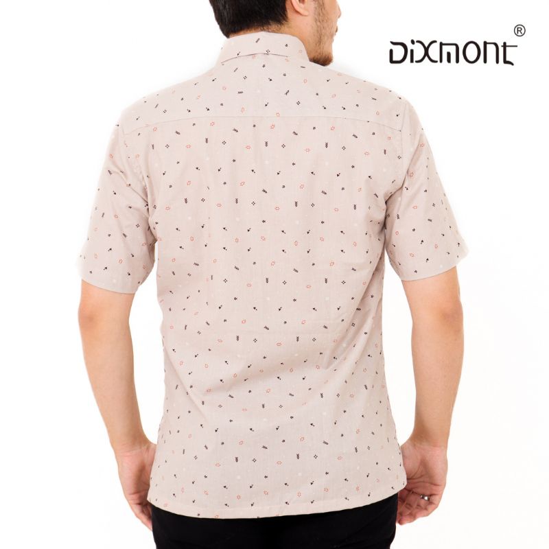 Dixmont Kemeja Pria Basic Formal Motif Lengan Pendek Hem MS01122